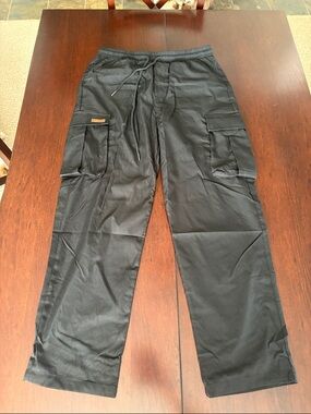 Men's Black Cargo Pants with Elastic Drawstring Waist